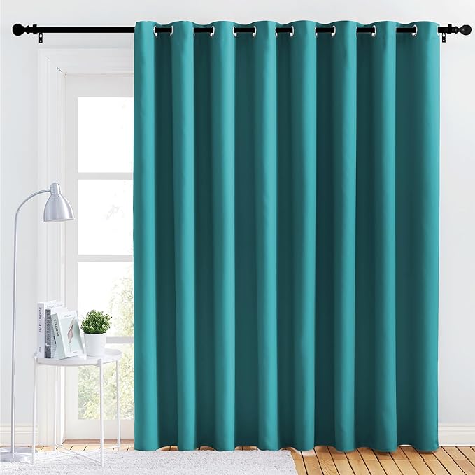 NICETOWN Lower Noise Room Divider Curtain Screen Partitions, Peacock Teal, 1 Panel, 84" Tall x 120" Wide, Blackout Sound Reducing Divider Room Curtain Panel for Doorway/Sliding Door/Patio
