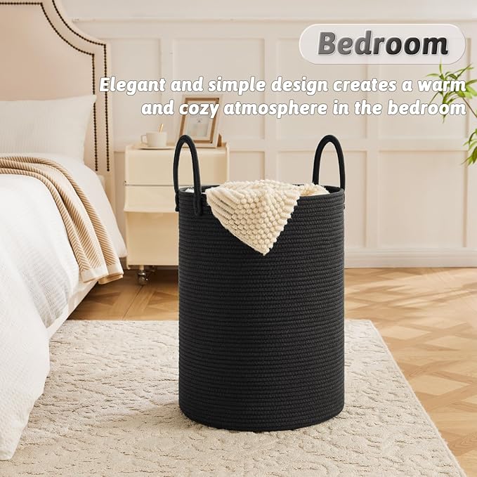Artfeel Laundry Basket,Woven Cotton Rope Laundry Hamper,40L for Decorative Storage of Dirty Clothes,Toys and Blankets in Bathroom,Baby Room and Living Room