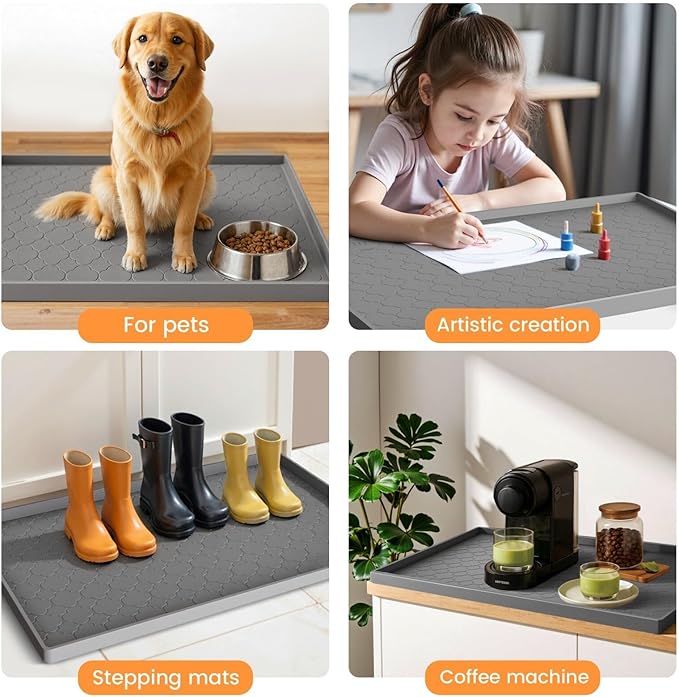 Jin&Bao Waterproof Under Sink Mat 19" x 19", Thick Silicone Mat Cabinet Protector for Kitchen and Bathroom, Shelf Liner, Home Organizer and Storage, Multipurpose Tray for Gadgets and Essentials