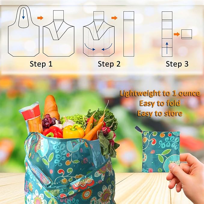 Tote Bag, 4 Pack 50Lbs Reusable Grocery Bags Gift For Women, Bulk Foldable Shopping Totes With Handles, Stylish Large Boho Tote Bags, Portable Market Cloth Storage Bags, Lightweight Heavy Duty