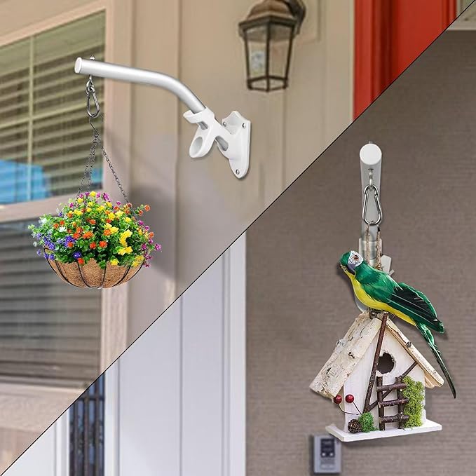 2 Pack Flag Pole Holder Brackets Accessories,Heavy Duty Aluminum Hanging Plant Hook 1 inch Diameter Plant Hooks for Hanging Baskets,Plant Hangers Outdoor(Not Included FlagPole Holder)