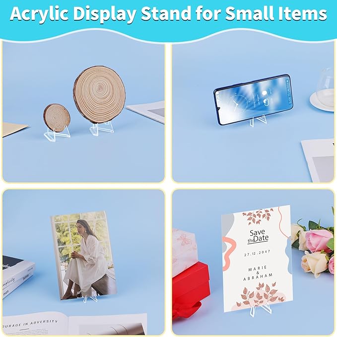 Reastar Card Display Stand, 20 Pack Small Easel Stand, Acrylic Picture Holder Stands, for Challenge Coin Graded Card Sports Card Trading Card PSA Card Baseball Card (1.4 Inch Tall)