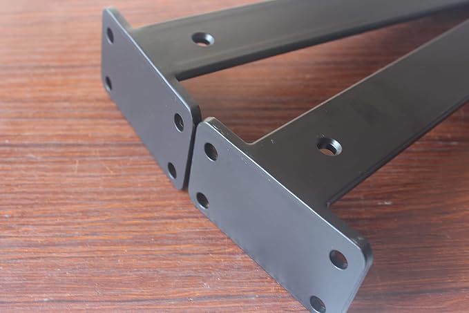 6 Pack - 8 inch Black Hidden L Shelf Bracket (1/5 Inch Thicked) Iron Floating Shelf Brackets Rustic Industrial Metal Brackets for Shelf Support