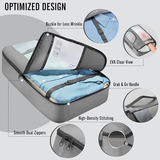 Veken 10 Set Packing Cubes for Travel Essential, Suitcase Organizer Bags in 4 Sizes, Carry-On Luggage Accessories with Large Laundry & Shoes Bag, Must-Have for Airplane, Road Trip & Camping