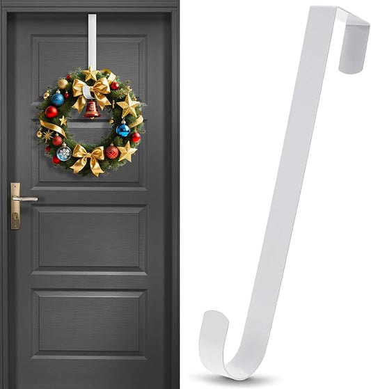 12 in Wreath Hanger for Front Door White Wreath Hangers Over The Door Hanger Hook Wreaths Holder Christmas Easter Halloween Fall Hanging Wreaths Hook Decorative Wide