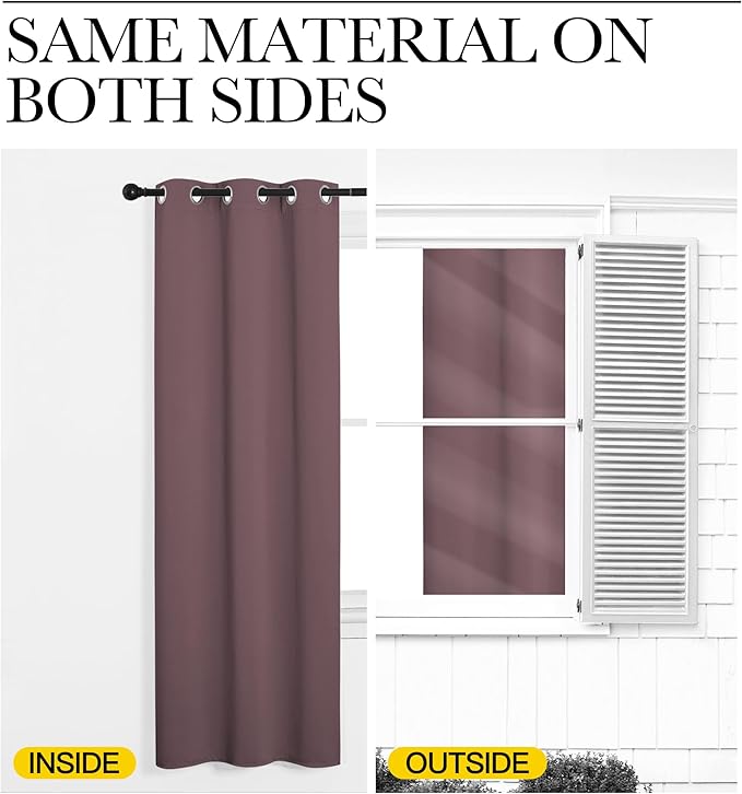 NICETOWN Blackout Curtain Blind for Bedroom, Single Panel, W42 x L54 inches, Dry Rose, Thermal Insulated Grommet Blackout Room Darkening Drape/Drapery