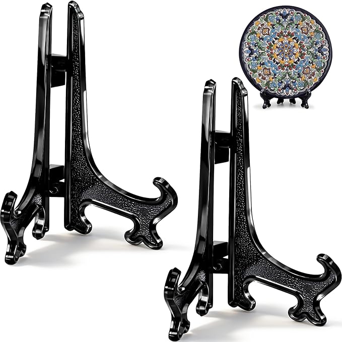 2pcs Black Acrylic Easel Stands 3 Inch Small Display Holders for Table Numbers Photos Cards Mini Decor Office Desk Shelf Decor Dark Plate Stand
