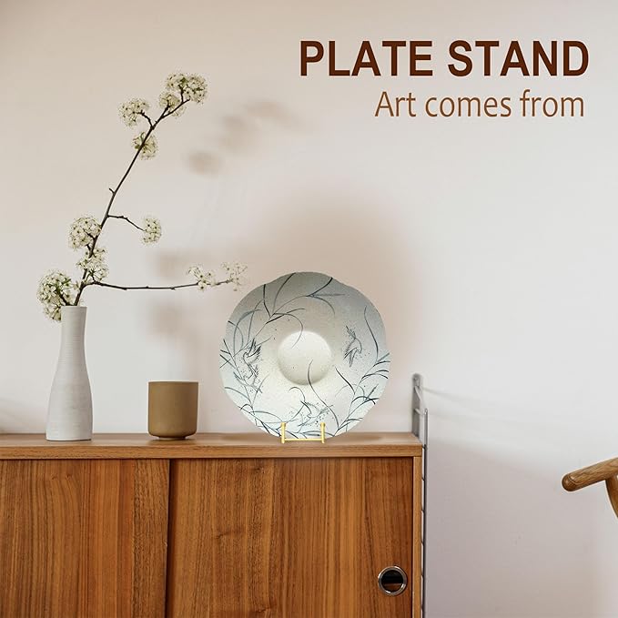 Hoewina Plate Stands for Display, Plate Holder Display Stands, Metal Frame holder stand for Book, Picture, Decorative Plate, Photo and Platter, Tabletop Art (6IN 3PCS-Gold)