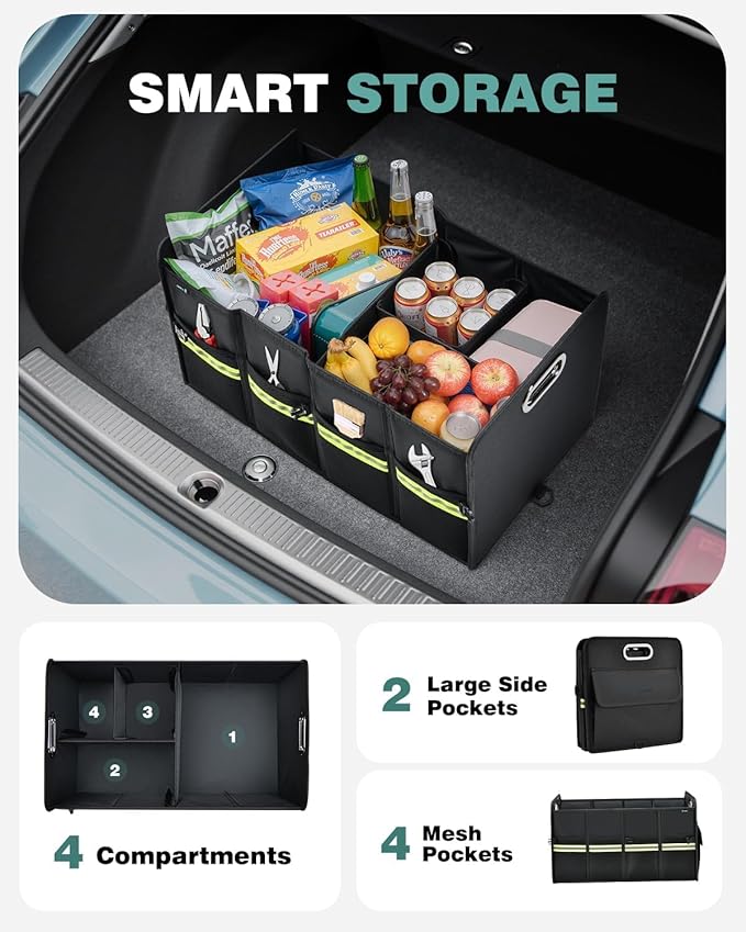 FLORICH Update Trunk Organizer for Suv, Premium Waterproof Car Organizers and Storage, Collapsible Multi-Compartment Truck Organizer Back Seat Storage for Car