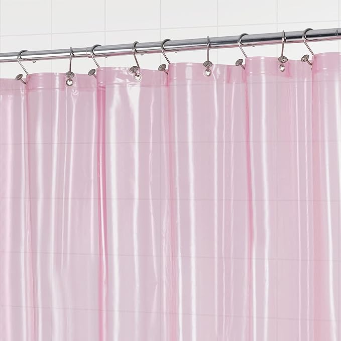 Barossa Design Clear Pink Stall Shower Curtain Liner with 3 Magnets - 36" x 72" Waterproof Lightweight PEVA Plastic Narrow Shower Liner for Small Bathroom, Metal Grommets - Clear Pink