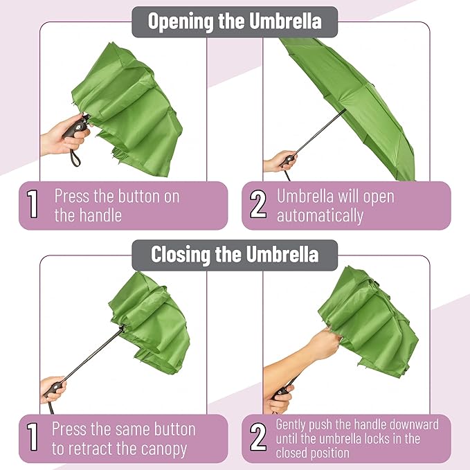 Mr. Pen- Windproof Travel Umbrella, Small Water-Resistant Automatic Folding Umbrella for Rain and Sun, Light, Compact and Portable for Women & Men, Fits Car & Backpack