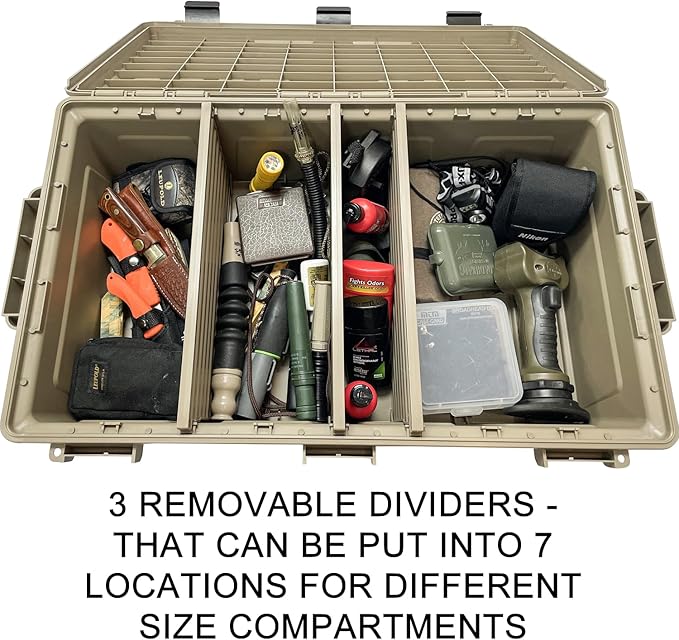 MTM ACDC50, Divided Ammo Crate Utility Box, Water Resistant, Ammo Storage Box, Lockable Storage Keeping Ammo Safe, Survival or Hunting gear, Made in USA, Dark Earth