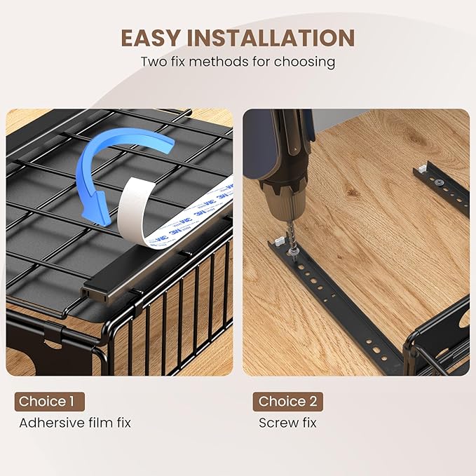 Pull Out Cabinet Organizer, 4 Pack Heavy Duty Slide Out Drawers Pantry Shelves Fixed With Strong Adhesive Glue and Handle for Kitchen, Living Room, Bathroom, Home (14.8" D X 9.6" W X 3.9" H)