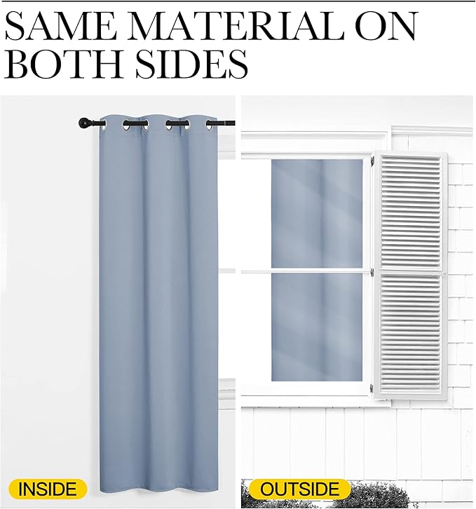 NICETOWN Curtain Blackout Drape Panel, Single Panel, 34 x 84 inch, Vintage Blue, 3 Pass Microfiber Noise Reducing Thermal Insulated Window Drapery with Grommet