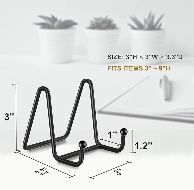 Hoewina Plate Stands for Display, 3Pack 3Inch Plate Holder Display Stand, Metal Frame holder stand for Book Holder, Picture Stand, Decorative Plate stand, Photo and Platter, Tabletop Art