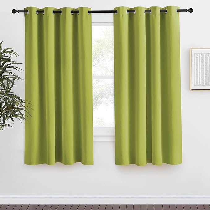 NICETOWN Blackout Curtain 68 inch Long, 55 inches Width, 1 Panel, Fresh Green, Thermal Insulated Window Treatment with Grommet Room Darkening Thermal Insulated Panel for Bedroom/Living Room