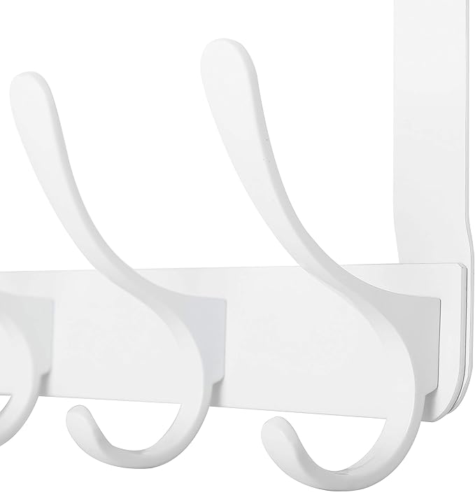 WEBI Over The Door Hook 5 Coat Hooks,Over The Door Towel Rack,Door Hanger Coat Rack Towel Hanger for Hanging Coats,Clothes,Bathroom,White,2 Packs