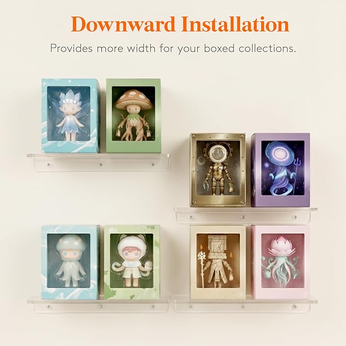 Lifewit Floating Shelves for Bathroom, Acrylic Wall Organizer for Perfume, Makeup, Figures, Nail Polish, Photo, Book, 14" Decor Display Rack for Nursery, Living Room, Bedroom, Kitchen, Clear, 10 Pack