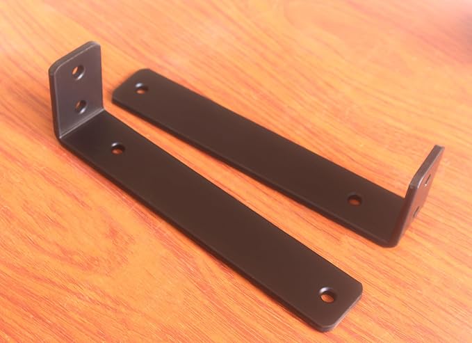 2 Pack - L 8" x H 2" x W1.5, 5mm Thick Black L Shelf Bracket, Iron Shelf Brackets, Metal Shelf Brackets, Floating Shelf, Shelf Supports with Screws