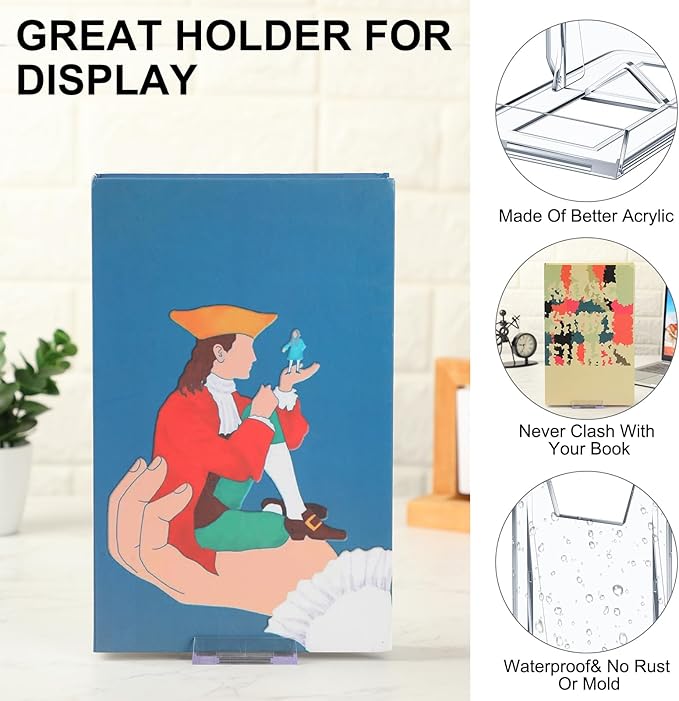 12 Pack Acrylic Book Stand for Display Adjustable Clear Display Holder Easel Collector Stand for Home Office Back to School Comic Album CD Magazine Postcard Artworks (4.2 x 4.3 x 2.35 Inch)