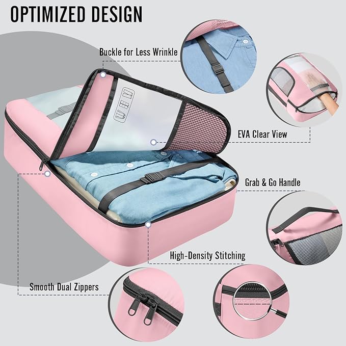 Veken 10 Set Packing Cubes for Travel Essential, Suitcase Organizer Bags in 4 Sizes, Carry-On Luggage Accessories with Large Laundry & Shoes Bag, Must-Have for Airplane, Road Trip & Camping