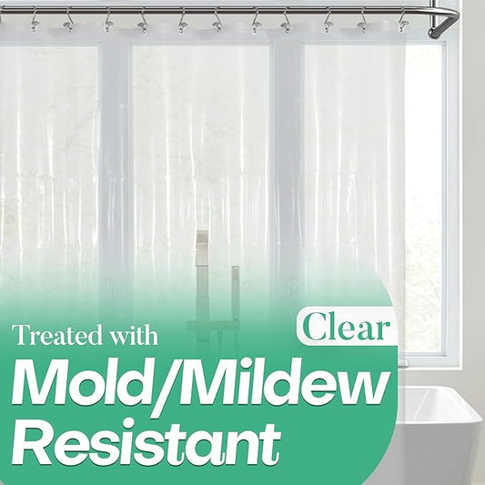 Mrs Awesome Clear Shower Curtain Liner with 3 Magnets, 72x72 Premium Flexible Sturdy Plastic Shower Curtain for Bathroom Lightweight, Waterproof, Clear