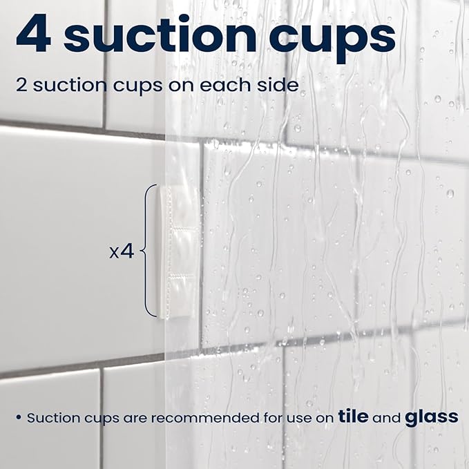 downluxe Shower Curtain Liner, PEVA Plastic Shower Liner with 3 Magnets, 72" x 72" Waterproof Bathroom Curtain, 8G Clear with Suction Cups, 1 Pack