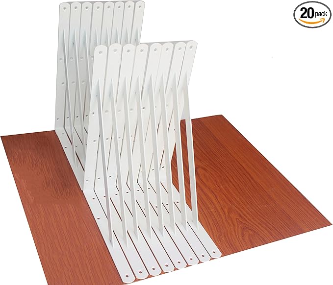 20 Pack L14 x H 10" White Heavy Duty Shelf Brackets with Screws Metal Shelf Brackets Shelf Support Angle Brackets for Shelves L Brackets Heavy Duty Floating Shelf