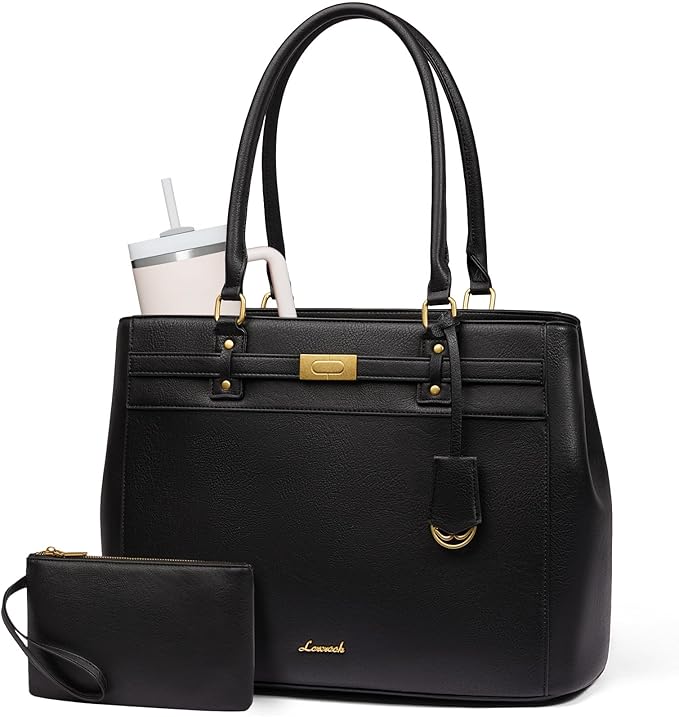 LOVEVOOK Laptop Tote Bag for Women, 17.3 Inch Waterproof Leather Work Computer Bag, Large Business Office Briefcase Shoulder Handbag Purse Gifts for Women