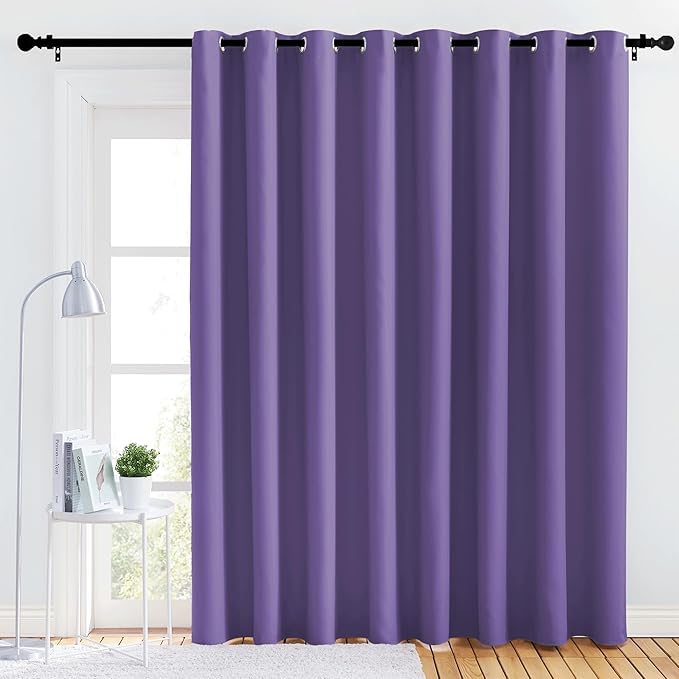 NICETOWN Bedroom Blackout Curtain Panel - (120 inches by 102 inch, Lilac Purple, 1 PC) Energy Saving Thermal Insulated Grommet Blackout Drapery for Patio, Room Divider Curtain