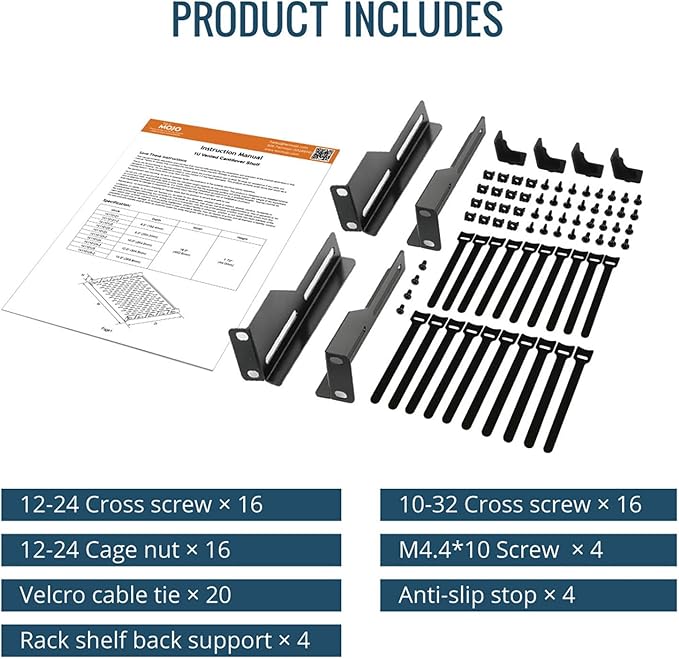 Tecmojo Server Rack Shelf, 1U Rack Shelf 10in Depth, Rack Mount Shelf with Anti-Slip Stops, 110lbs Weight Capacity of Vented Network Rack Shelf for Data/AV/IT/Audio Racks, with Lip(2 Pack), Black