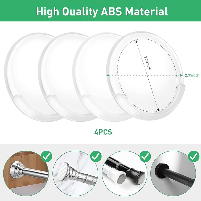 Adhesive Shower Curtain Rod Holder,No Slippage Wall Mount Retainer of Shower Rod for bathroom,Heavy Duty Tension Rod brackets No Drilling(Shower Curtain Rod Not Included) (4 Pack)