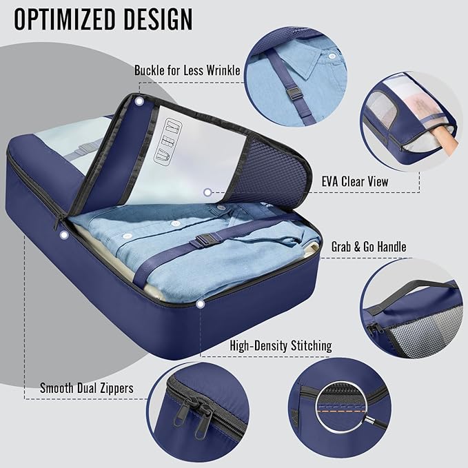 Veken 10 Set Packing Cubes for Travel Essential, Suitcase Organizer Bags in 4 Sizes, Carry-On Luggage Accessories with Large Laundry & Shoes Bag, Must-Have for Airplane, Road Trip & Camping