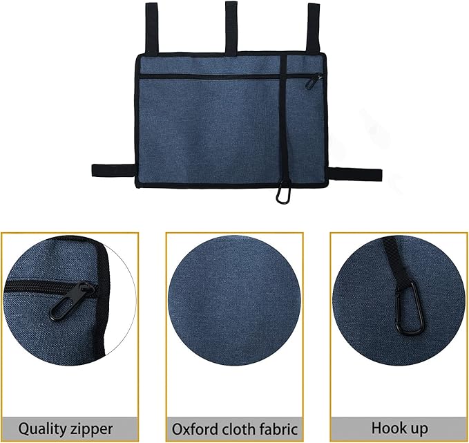 Caroo Walker Bag Basket with Cup Holder Suit for Adult Folding Walkers Rollator Organizer Carry Storage Pouch Water-Resistant Armrest Accessories for Seniors, Elderly, Handicap, Blue