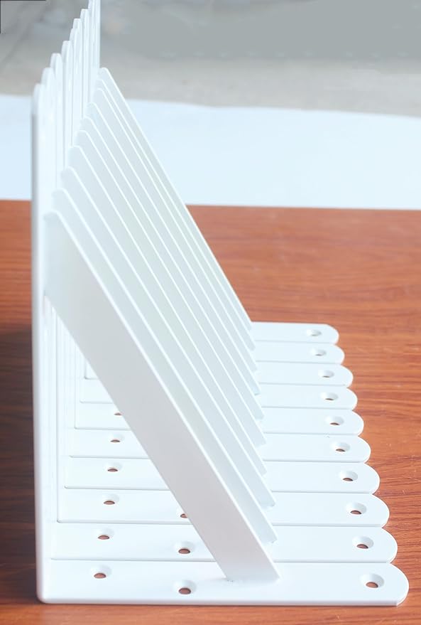 8 Pack L8 x H 6" White Heavy Duty Shelf Brackets with Screws Metal Shelf Brackets Shelf Support Angle Brackets for Shelves L Brackets Heavy Duty Floating Shelf