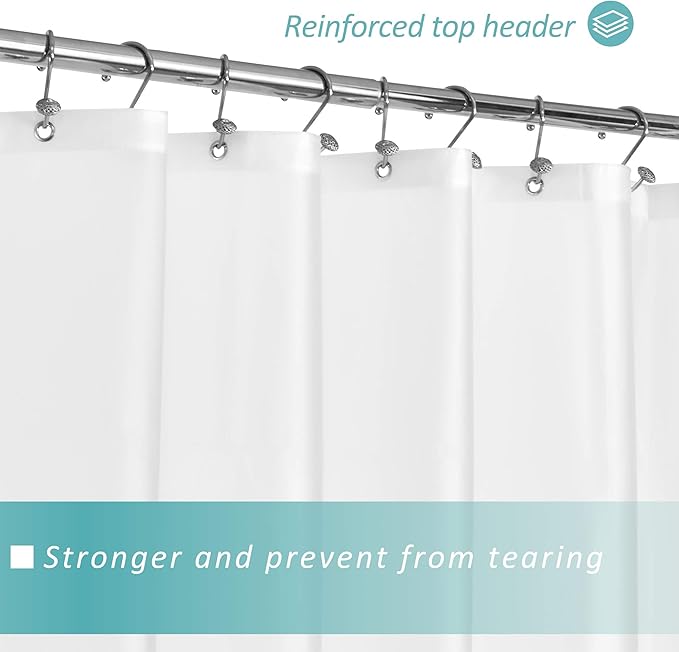Mrs Awesome Long Shower Curtain Liner with 3 Magnets, 72x78 Frosted PEVA Shower Liner, 78 Length Plastic Shower Curtain for Bathroom, Waterproof, 72 x 78, Frost