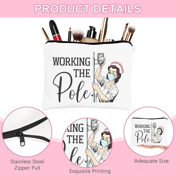 Nurse Makeup Bag - Nurse Gifts, Nurse Zipper Bag Cosmetic Bag, Nursing Bags for Nurses, Nurse Accessories for Work, Nurse Gifts Bulk, Nurse Graduation Gift, Funny Appreciation Gift (Nurse A1)