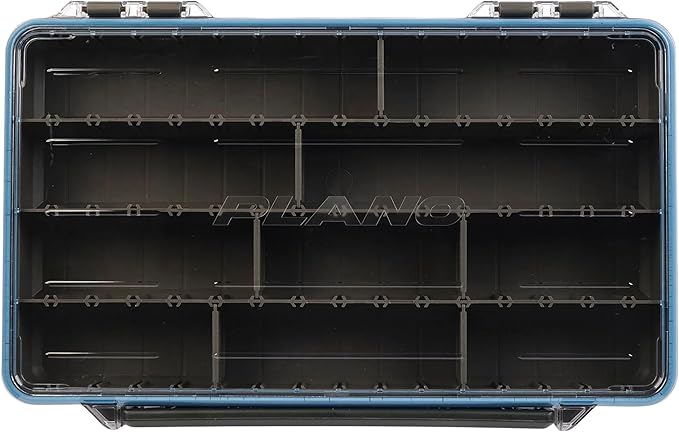 Plano StowAway 3700 Waterproof Stow Tackle Box, 4-Pack, IPX7 Waterproof Rating, with Rustricor, Single Latch Design, Transparent DuraView Lid, Stackable Storage for Fishing Bait, Lures and Gear