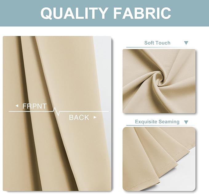 ChrisDowa Blackout Curtains 90 inches Long for Bedroom - Grommet Thermal Insulated Room Darkening Curtains for Living Room (1 Panel, Biscotti Beige, 52 x 90 Inch)