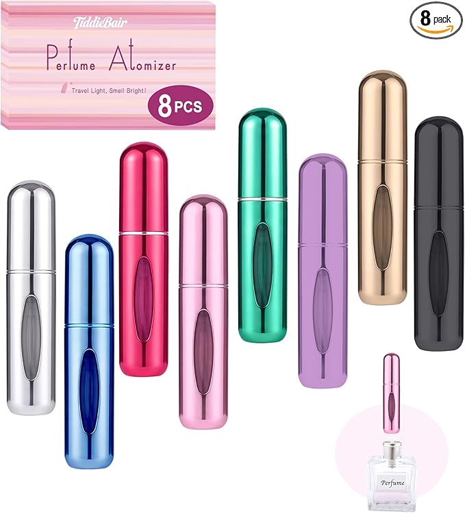 8 Pack Perfume Travel Refillable Bottle, Perfume Atomizer Bottle, Refill Pump Case Spray Bottles for Men and Women (5ml, 8Pack)