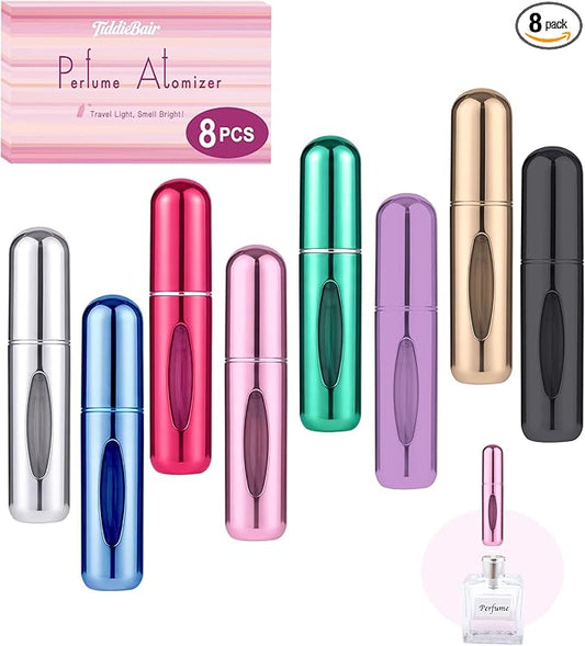 8 Pack Perfume Travel Refillable Bottle, Perfume Atomizer Bottle, Refill Pump Case Spray Bottles for Men and Women (5ml, 8Pack)