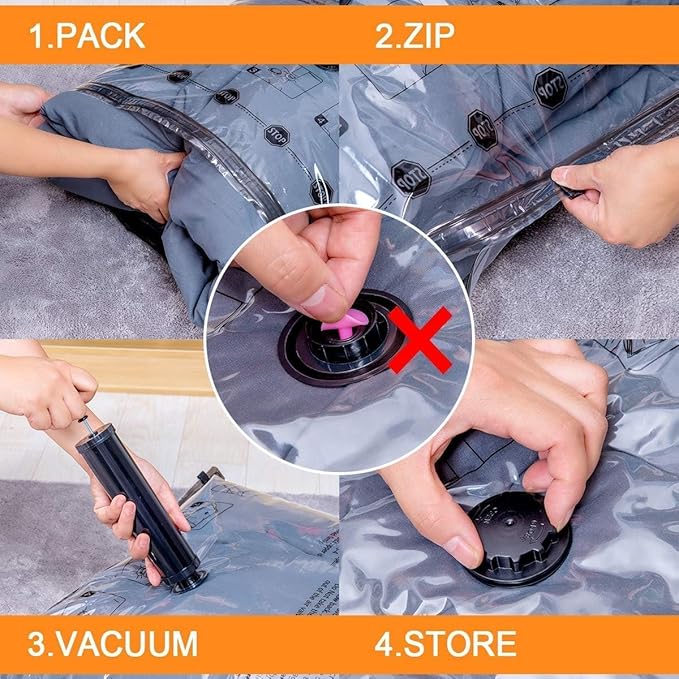GONGSHI Vacuum Seal Bags for Clothing Travel & Home Storage, Travel Vacuum Bags with Electric Pump,Space Saver for Blankets, Comforters, Pillows, Clothes,10 Large