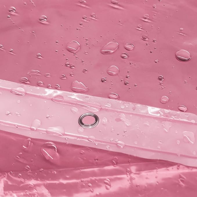 Barossa Design Clear Pink Stall Shower Curtain Liner with 3 Magnets - 36" x 72" Waterproof Lightweight PEVA Plastic Narrow Shower Liner for Small Bathroom, Metal Grommets - Clear Pink