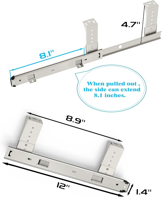 FRMSAET Sliding Keyboard Drawer Tray Hardware 12/14/16/18 inches Slides Metal Drawer Keyboard Slides Mounting Accessories/Ideal for Under Desk Kitchen Cabinet Drawer,One Set(12inches,Silver).