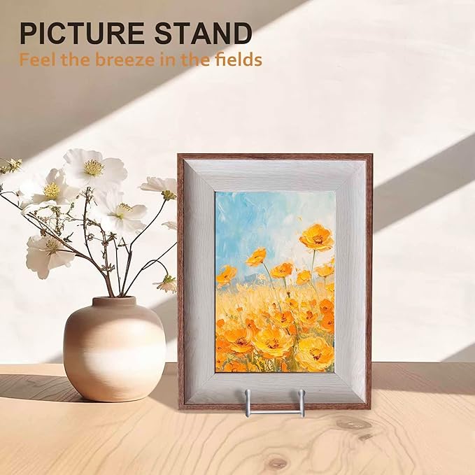 Hoewina Plate Stands for Display, Plate Holder Display Stands, Metal Frame holder stand for Book, Picture, Decorative Plate, Photo and Platter, Tabletop Art (6IN 5PCS-Silver)