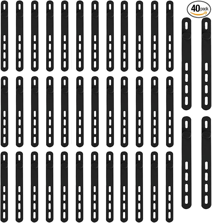 40 Pcs Black Silicone Cable Ties, Reusable Cable Straps Wire Organizer, Cable Management Cord Organizer for Fastening Earphone Phone Charger Home Office Desk Kitchen Appliances Cable Cords Wires