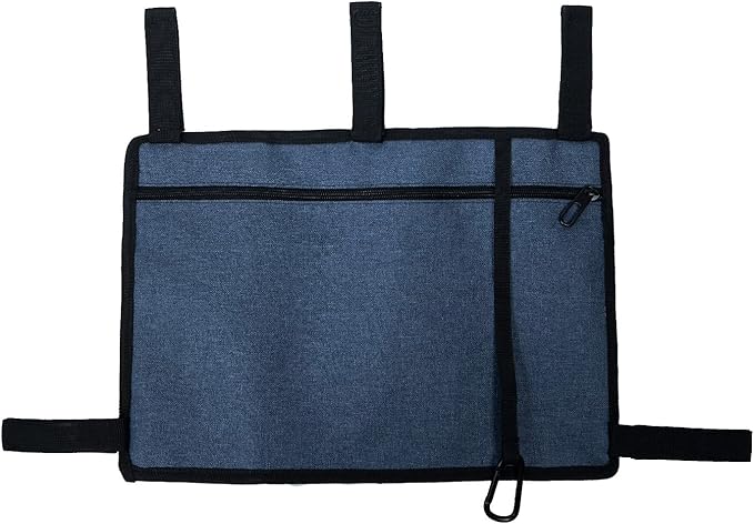 Caroo Walker Bag Basket with Cup Holder Suit for Adult Folding Walkers Rollator Organizer Carry Storage Pouch Water-Resistant Armrest Accessories for Seniors, Elderly, Handicap, Blue