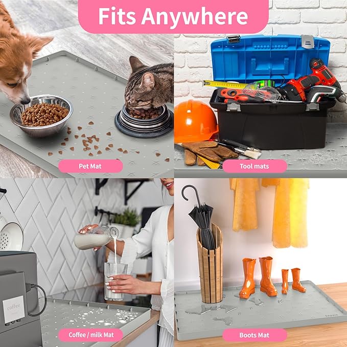 Sdpeia Under Sink Mat 22"×14" Waterproof Silicone Cabinet Liner & Sink Protector for Kitchen & Bathroom, Multi-Purpose Organizers Tray for Pets, Laundry, Cat Litter Mat