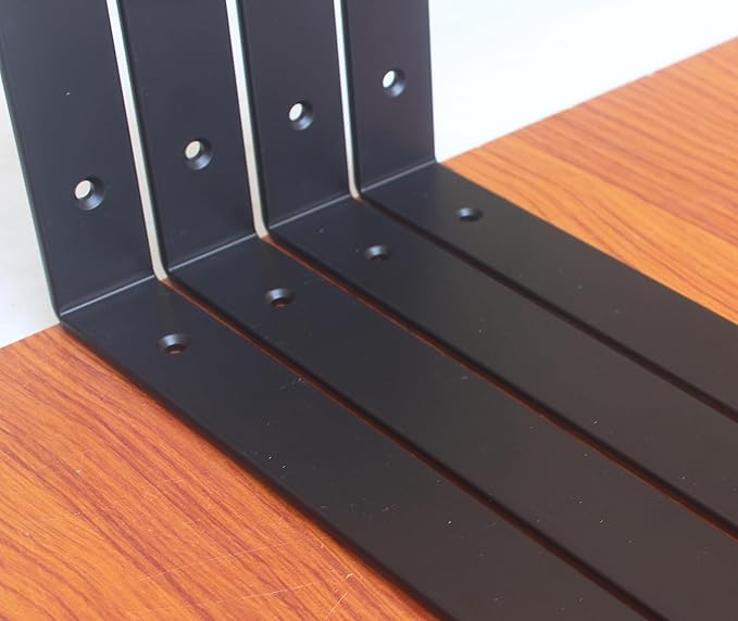 10 Pack - L 12" x H 8" x W1.5, 5mm Thick Black L Shelf Bracket, Iron Shelf Brackets, Metal Shelf Brackets, Floating Shelf, Shelf Supports with Screws