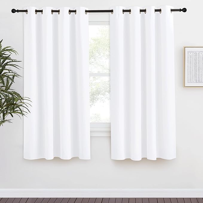 NICETOWN Room Darkening Window Treatment Curtain, Pure White, 1 Panel, 55 by 57, Energy Smart Thermal Insulated Block Out Sunlight Shade & Blind for Bedroom with Grommet Ring Top